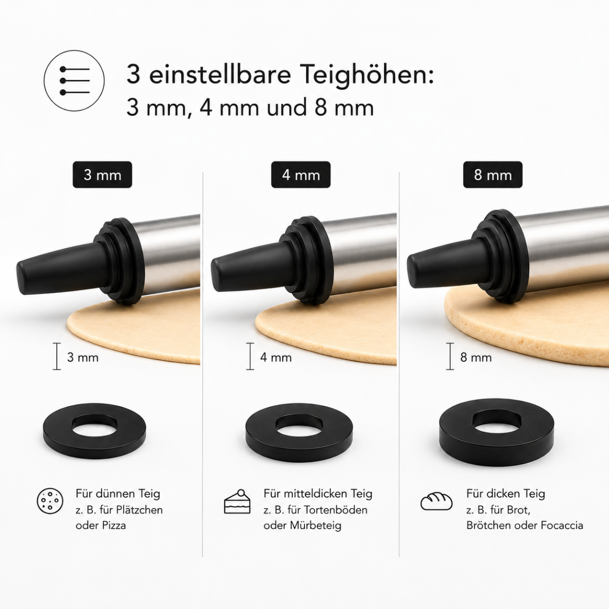 Teigroller aus Edelstahl